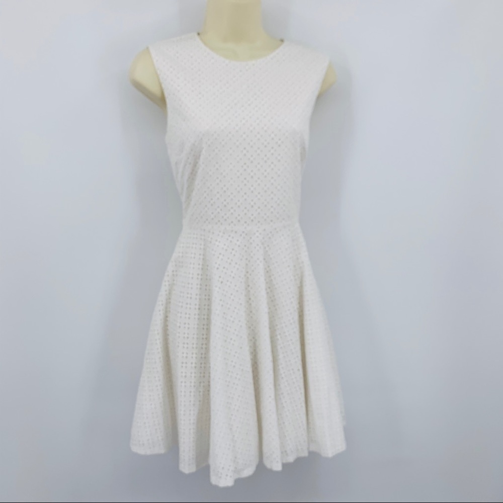 DVF Diane von Furstenberg Jeannie white eyelet fit & flare shift dress new 8